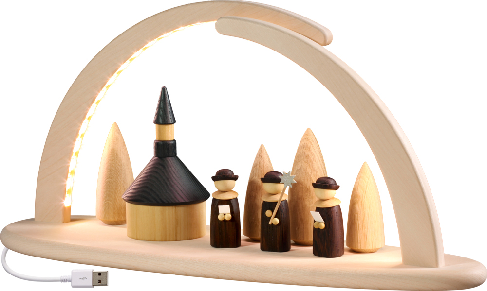 Bogen groß LED-beleuchtet Seiffener Kirche HxBxT 21x42x13 cm Bogen groß LED-beleuchtet Seiffener Kirche HxBxT 21x42x13 cm