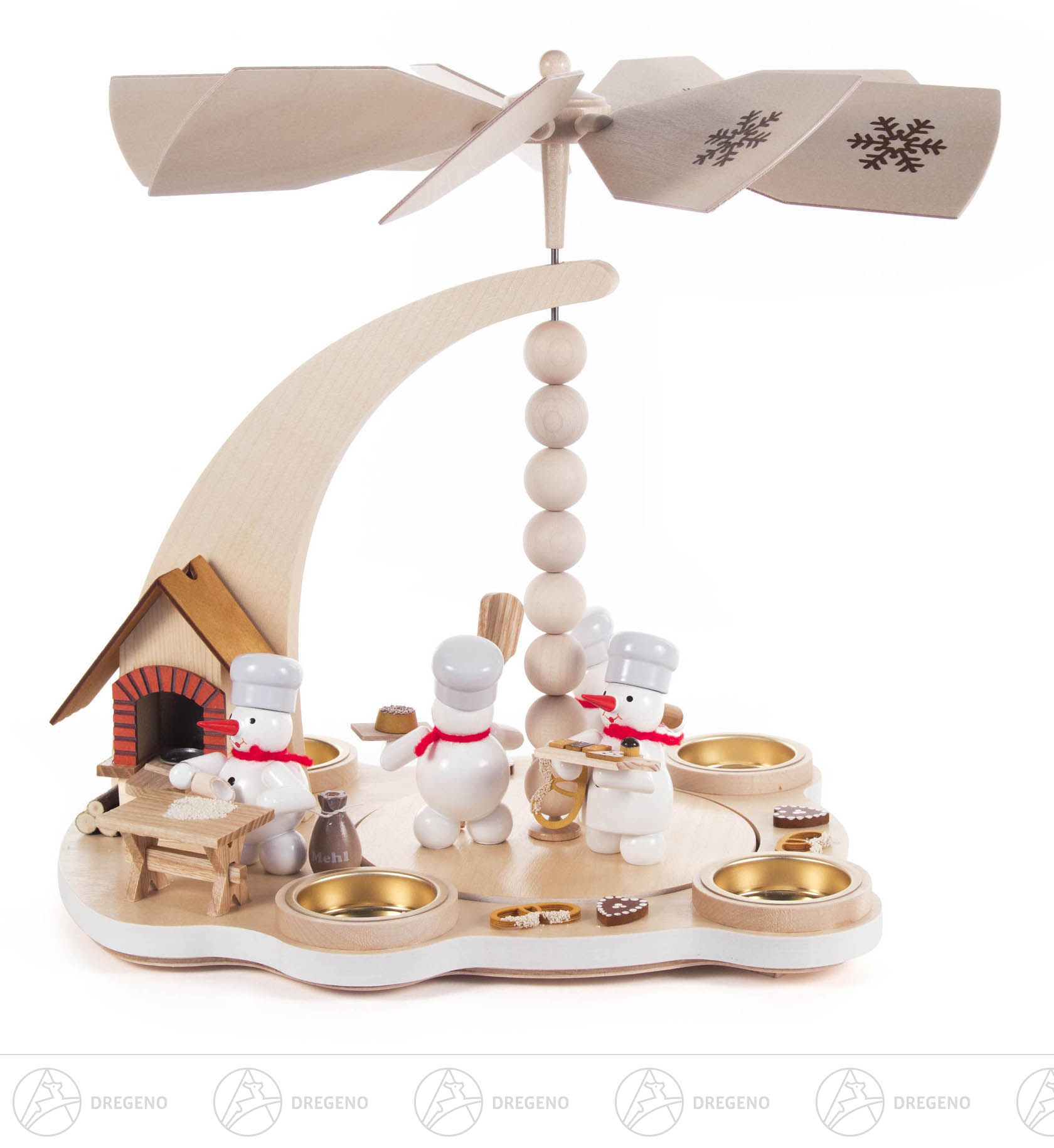 Pyramide Schneemann-Weihnachtsbäckerei mit Räucherofen, für Teelichte Pyramide Schneemann-Weihnachtsbäckerei mit Räucherofen, für Teelichte