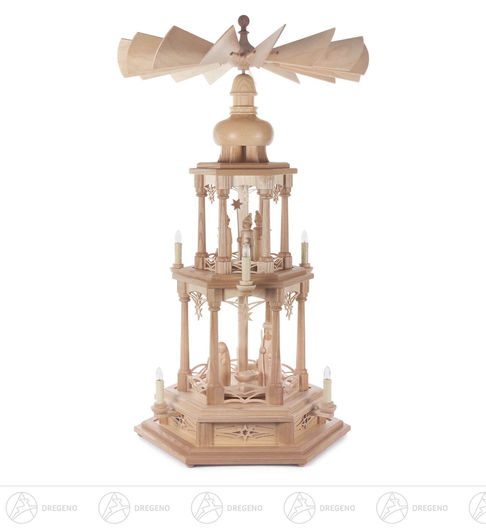 Pyramide mit Christi Geburt, 2-stöckig, elektr. Beleuchtung und Antrieb