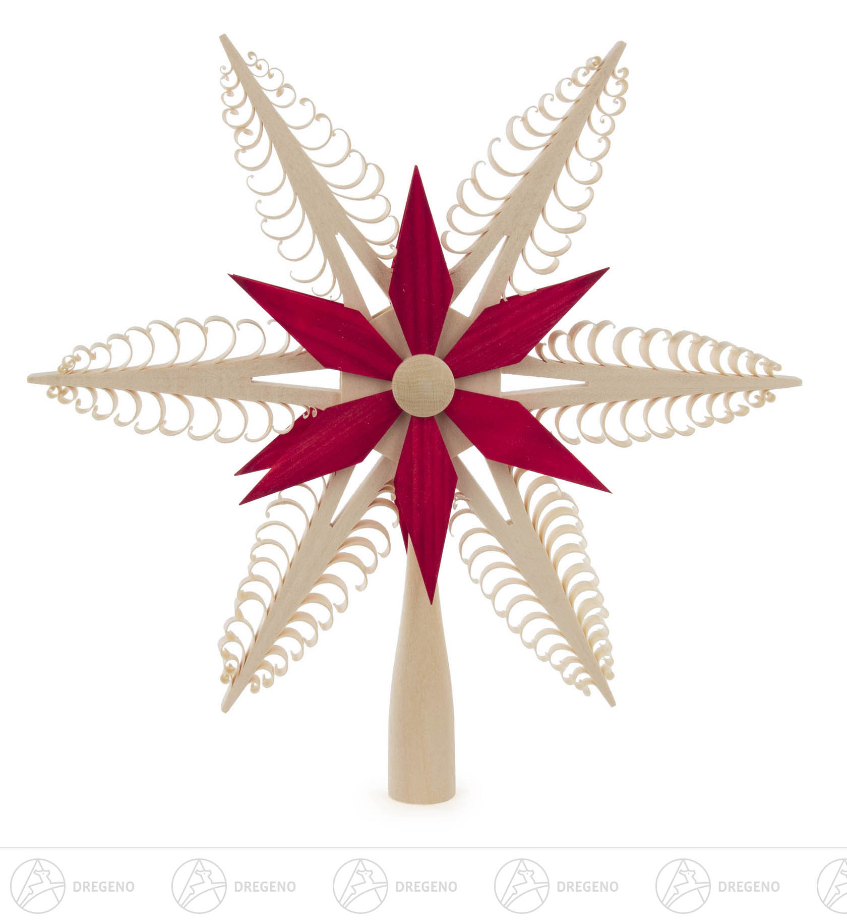 Christbaumspitze Spanstern,rot-natur Durchmesser 24cm Christbaumspitze Spanstern,rot-natur Durchmesser 24cm