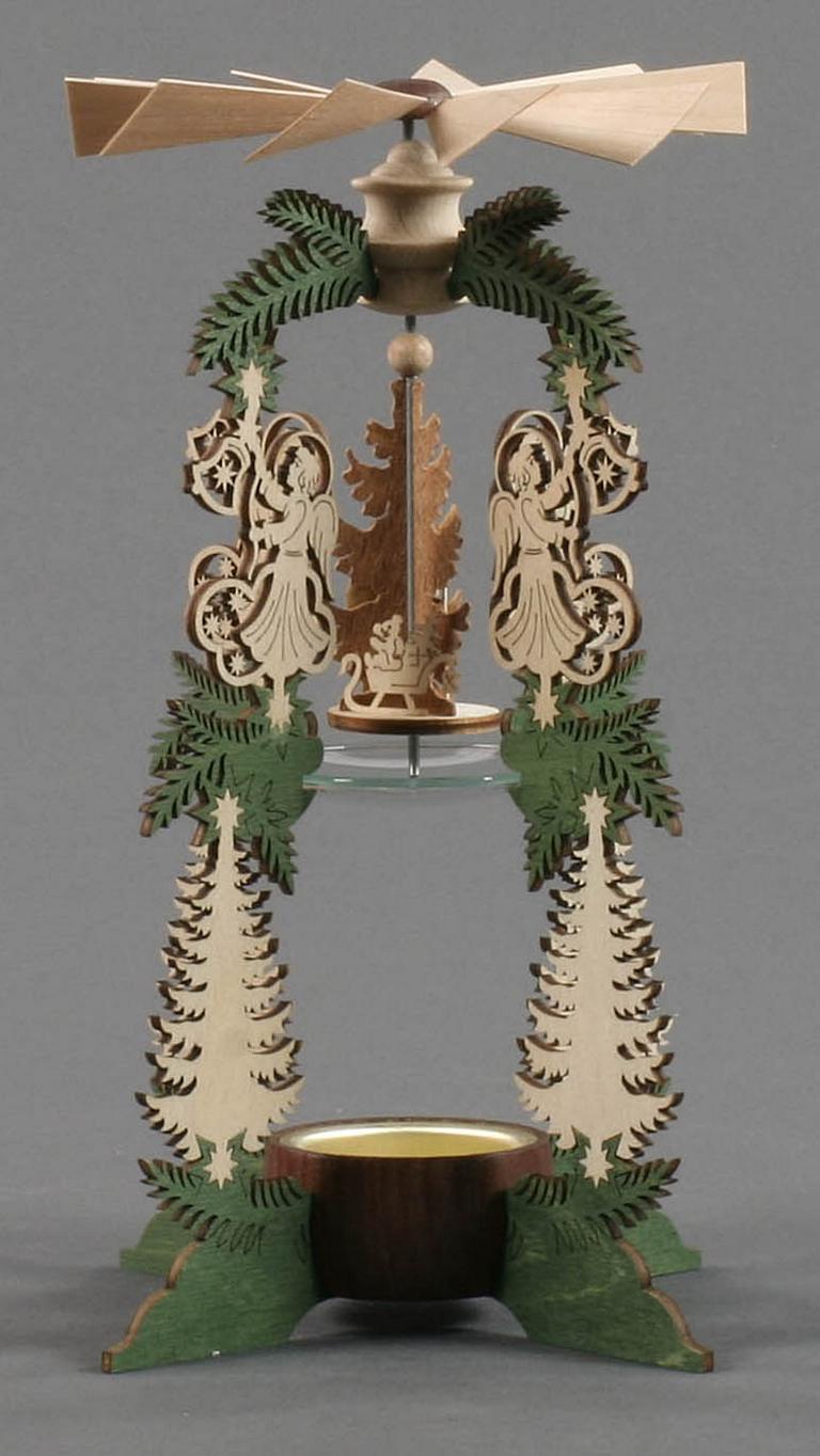 Wärmespiel mit Engeln und Weihnachtsmann, für Teelicht