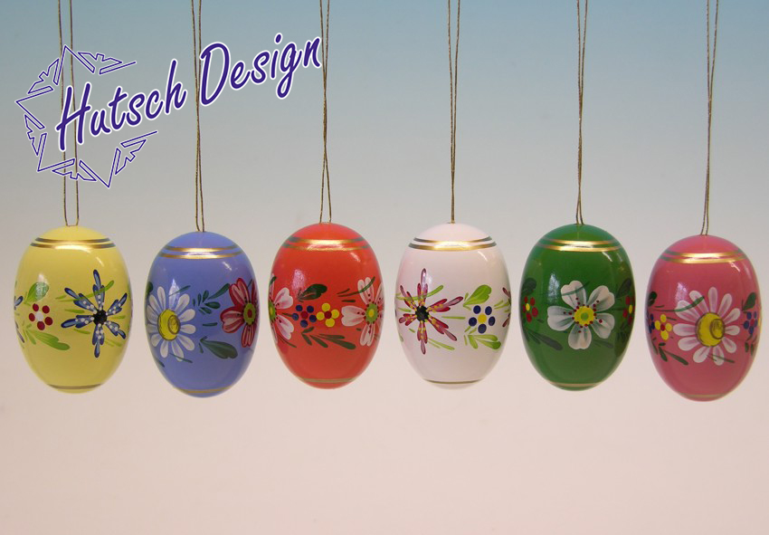 Ostereier mit Blumen 55 mm, handbemalt, 6 verschiedene Farben im Satz