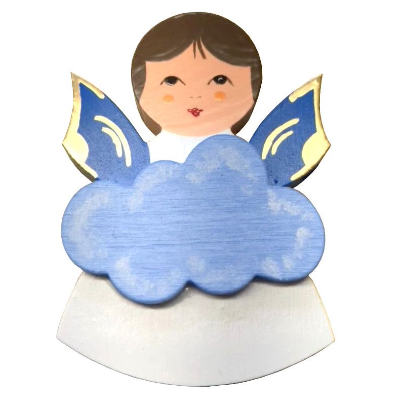 Magnetpin Engel mit Wolke, Flügel blau, lasiert und handbemalt Magnetpin Engel mit Wolke, Flügel blau, lasiert und handbemalt