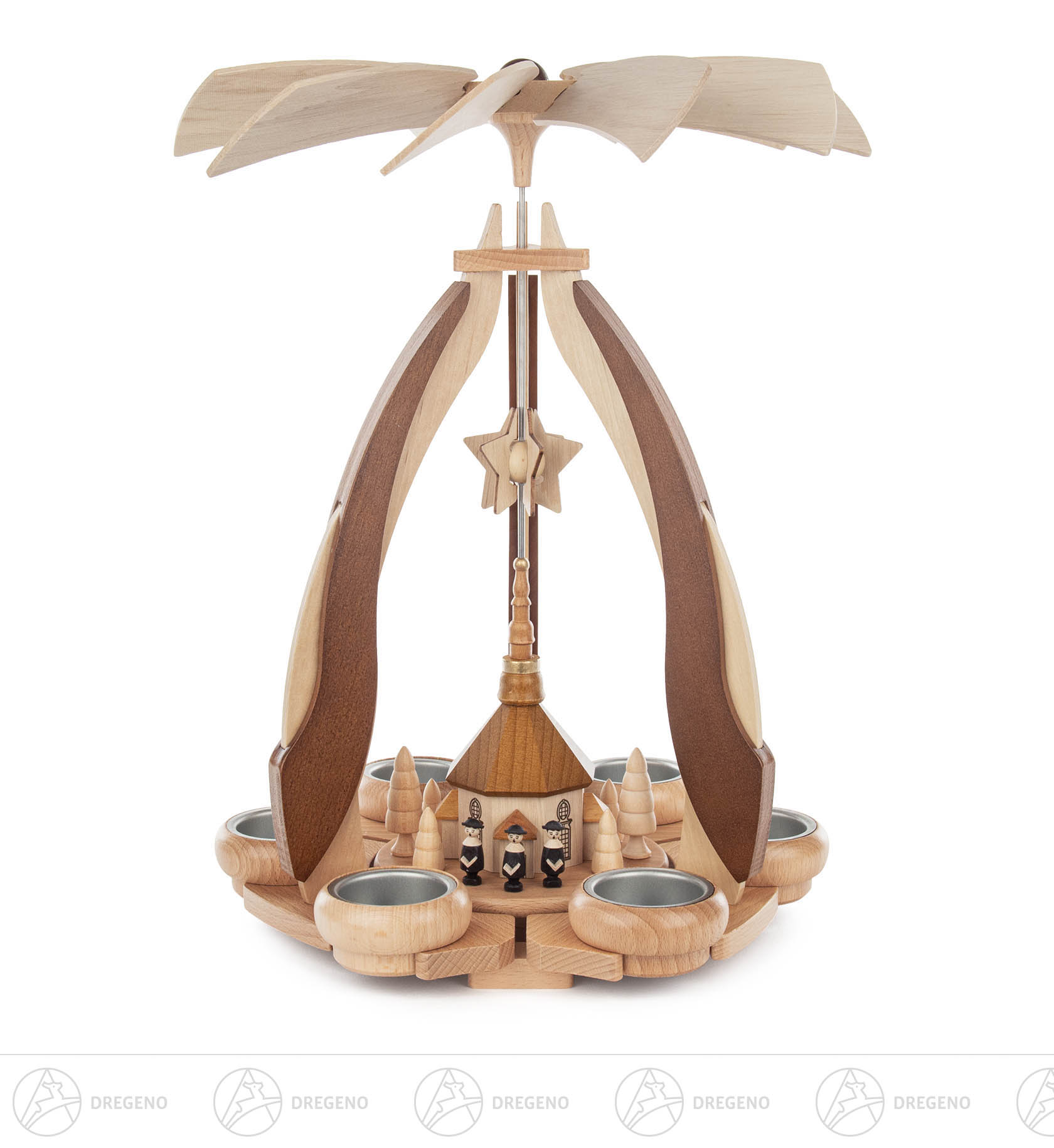 Design-Pyramide mit Seiffener Kirche, für Teelichte Design-Pyramide mit Seiffener Kirche, für Teelichte