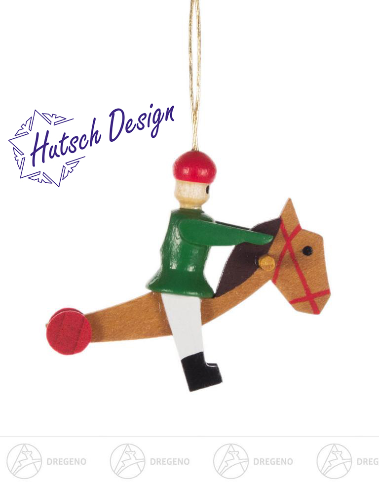 Behang Reiter grün auf Steckenpferd