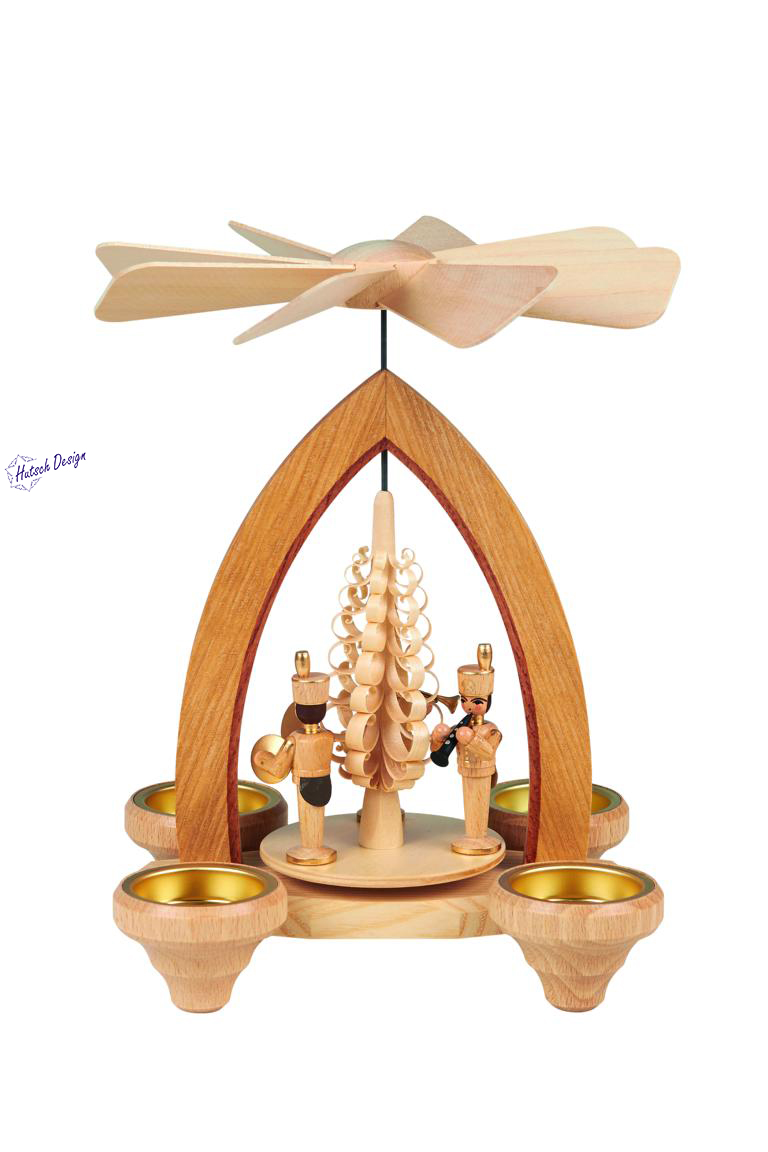 Teelichtpyramide mit Bergleute natur 26cm Teelichtpyramide mit Bergleute natur 26cm