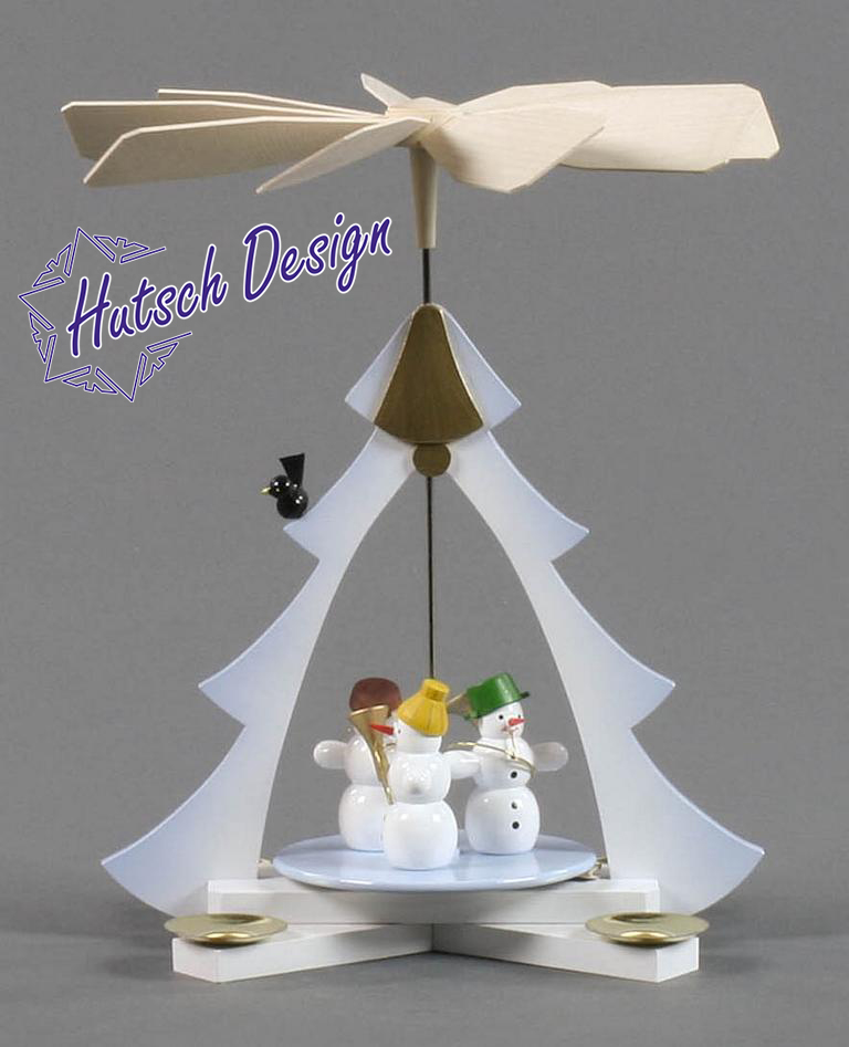 Pyramide mit Schneemännern farbig, für Kerzen d14mm