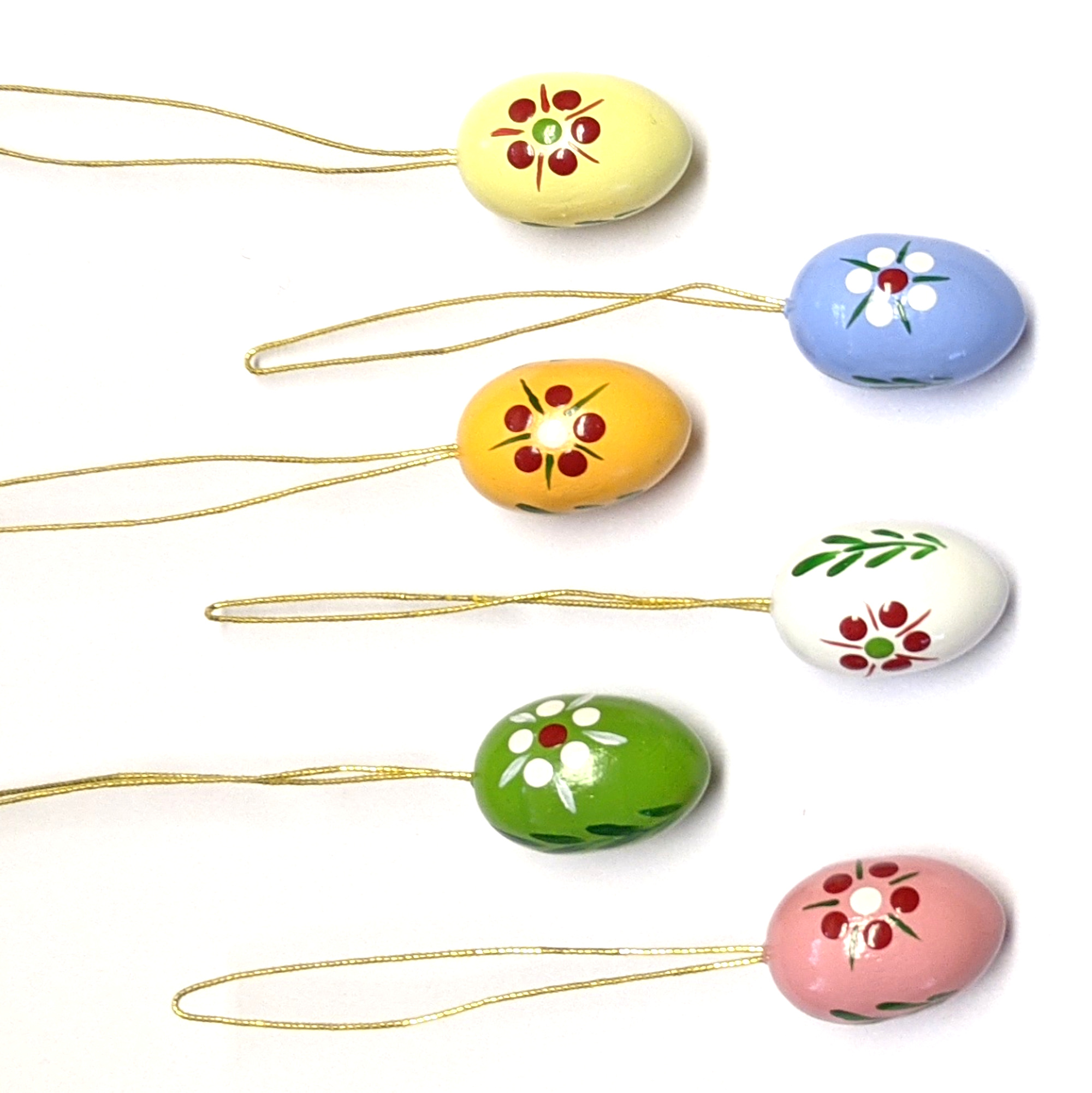 6 Stück Ostereier 22 mm, handbemalt mit Punkteblumen Motiv 3, 6 verschiedene Farben im Satz 6 Stück Ostereier 22 mm, handbemalt mit Punkteblumen Motiv 3, 6 verschiedene Farben im Satz