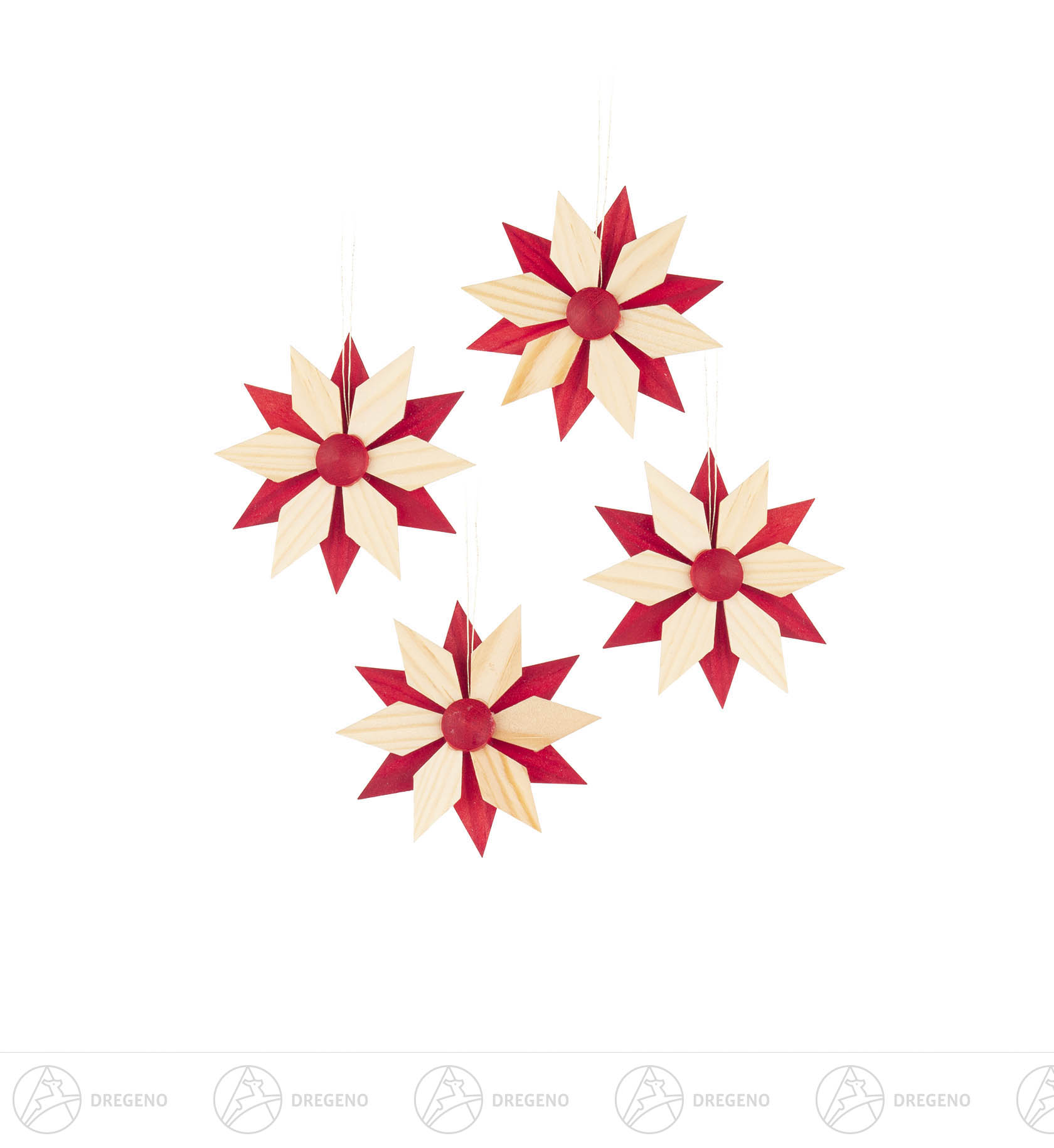 Behang Holzstern rot/natur (4) 8cm