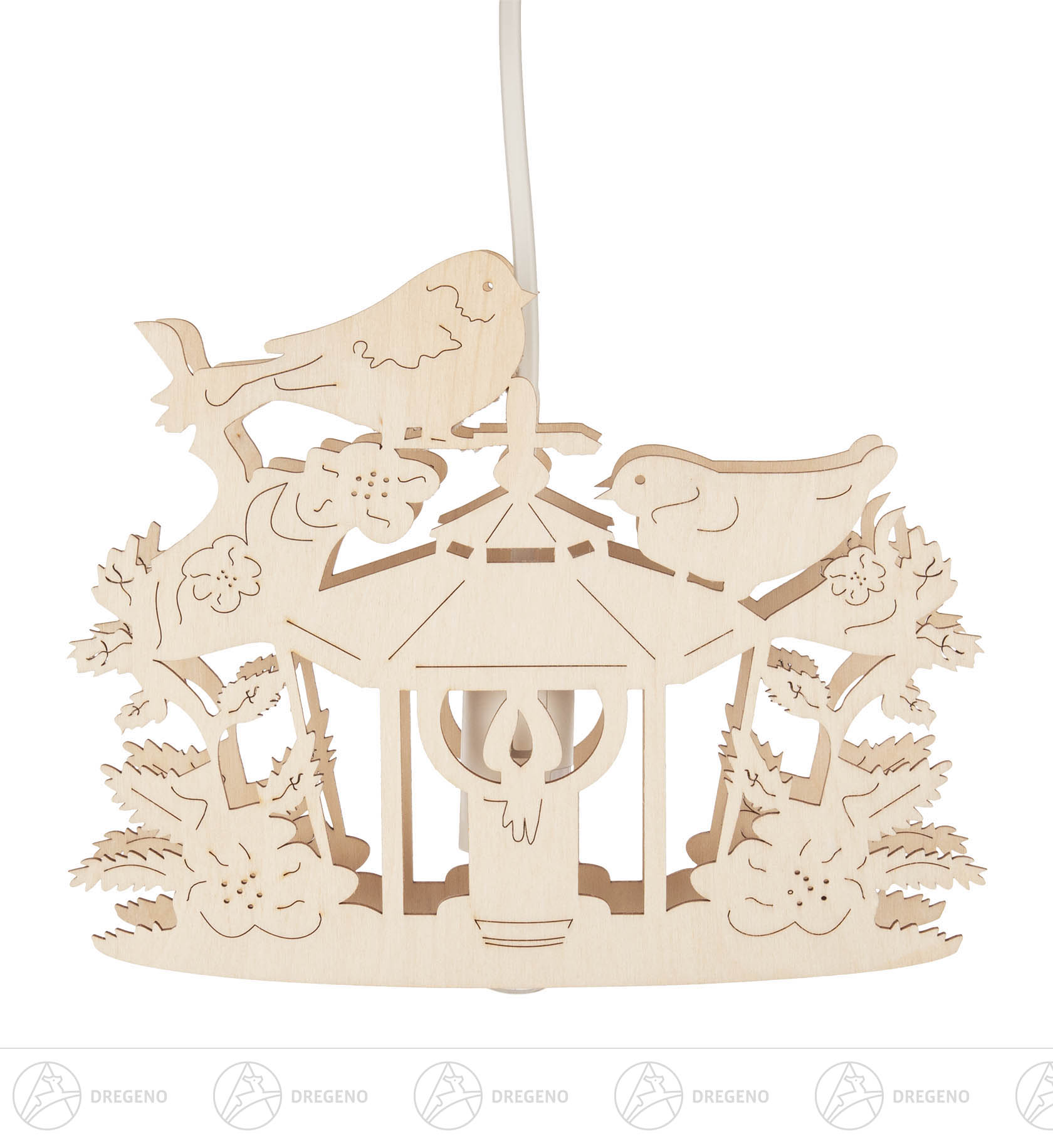 Fensterbild  Laterne mit Vögel mit elektrischer Beleuchtung