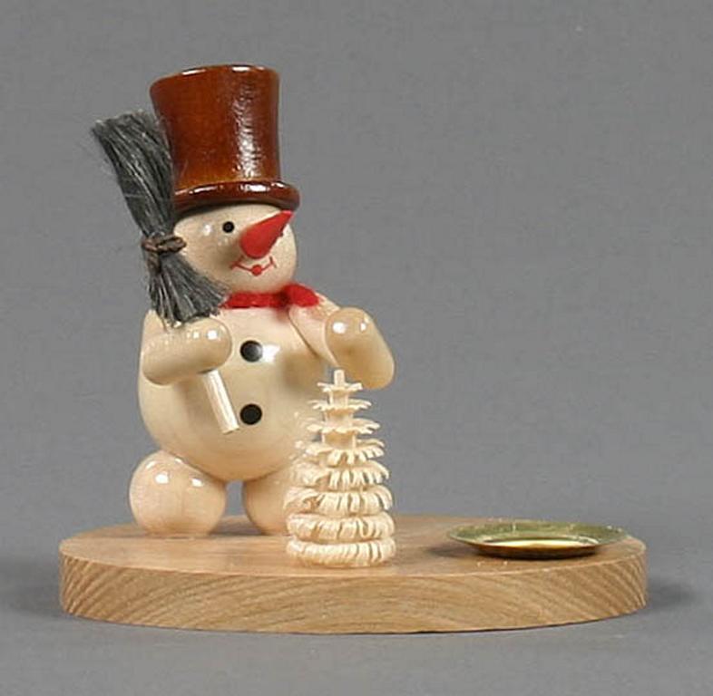 Kerzenhalter Schneemann natur, für Kerze d14mm