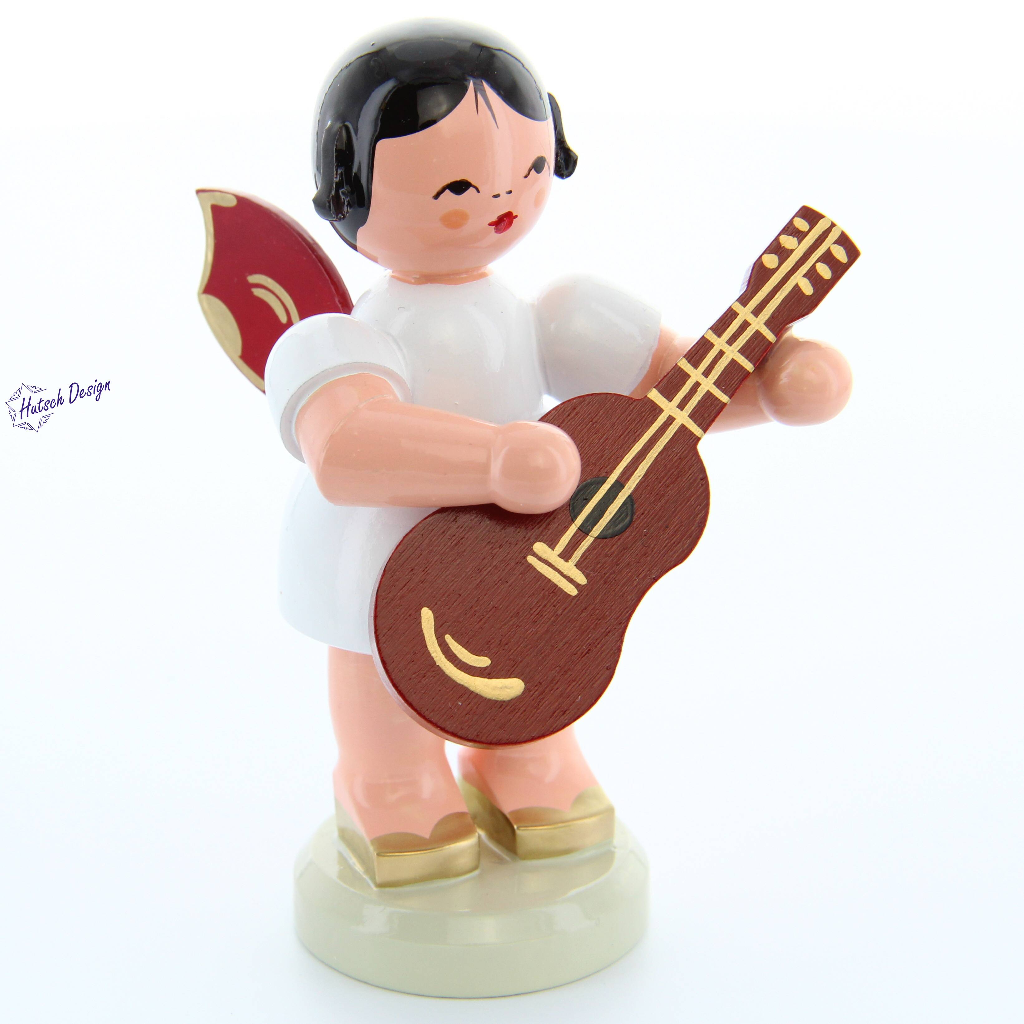Engel stehend groß mit Gitarre, rote Flügel