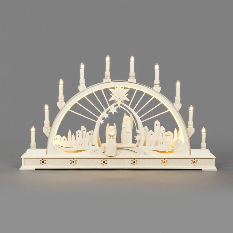 Schwibbogen mit Engeln, elektrisch beleuchtet