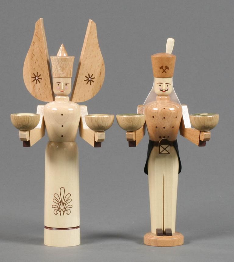 Engel und Bergmann, natur, für Kerzen d14mm