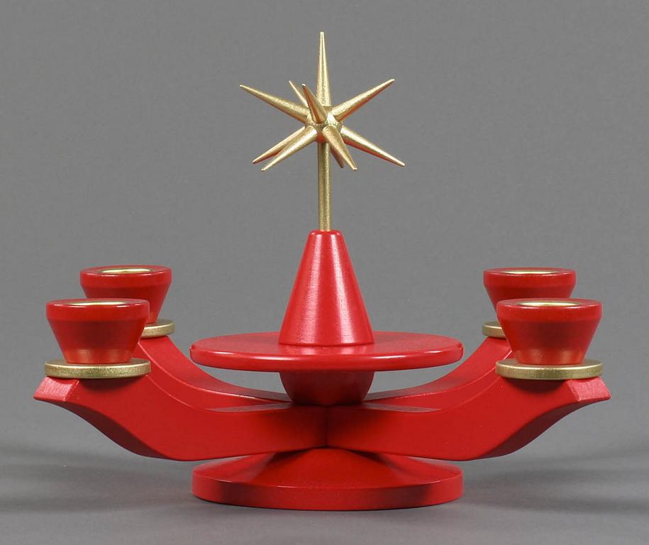 Adventsleuchter mit Stern, rot, für Kerzen d22mm