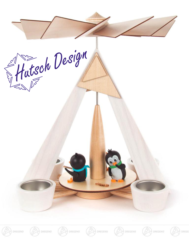 Pyramide mit Pinguinen weiß, für Teelichte