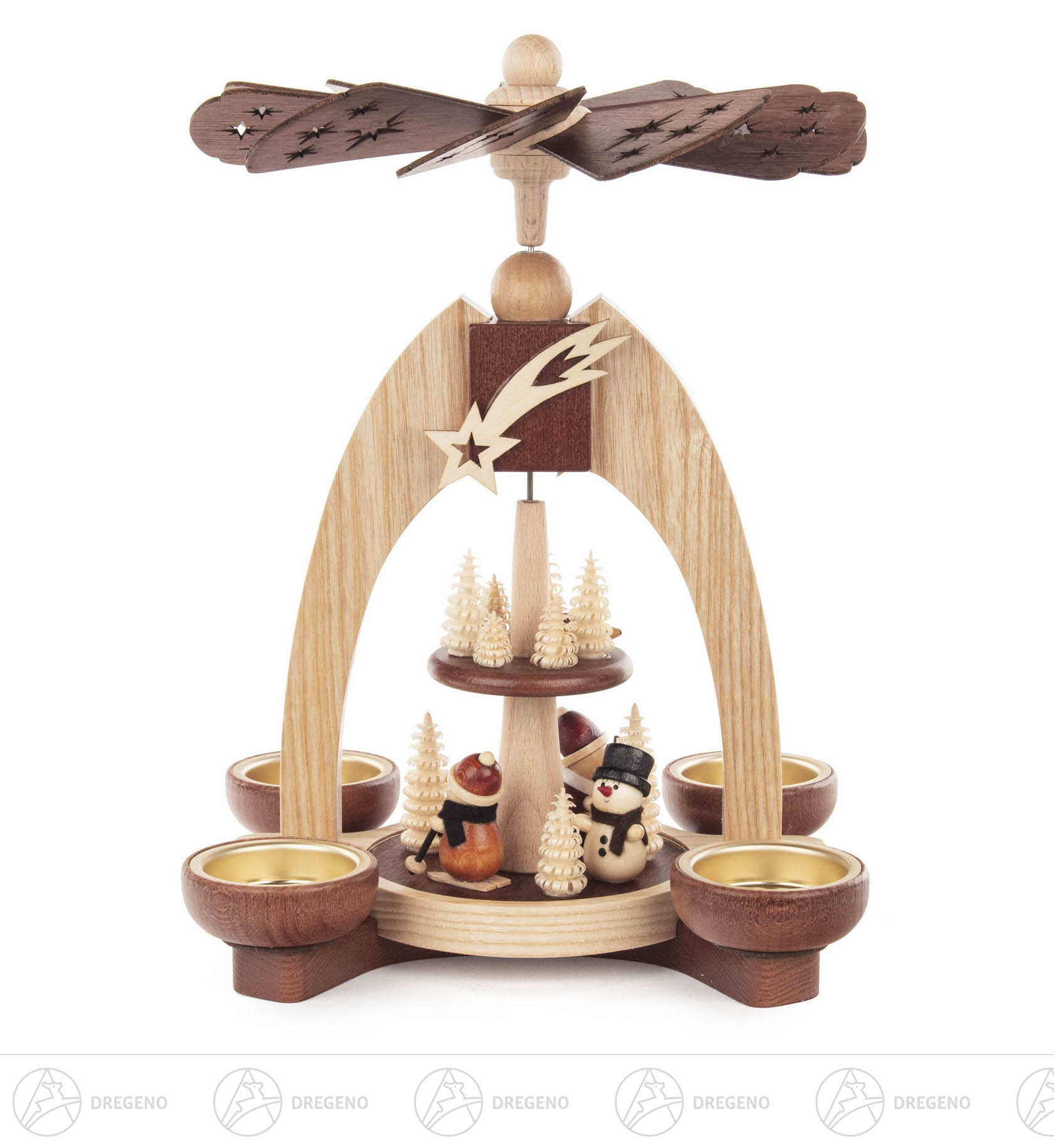 Pyramide Weihnachten 2-stöckig natur für Teelichte