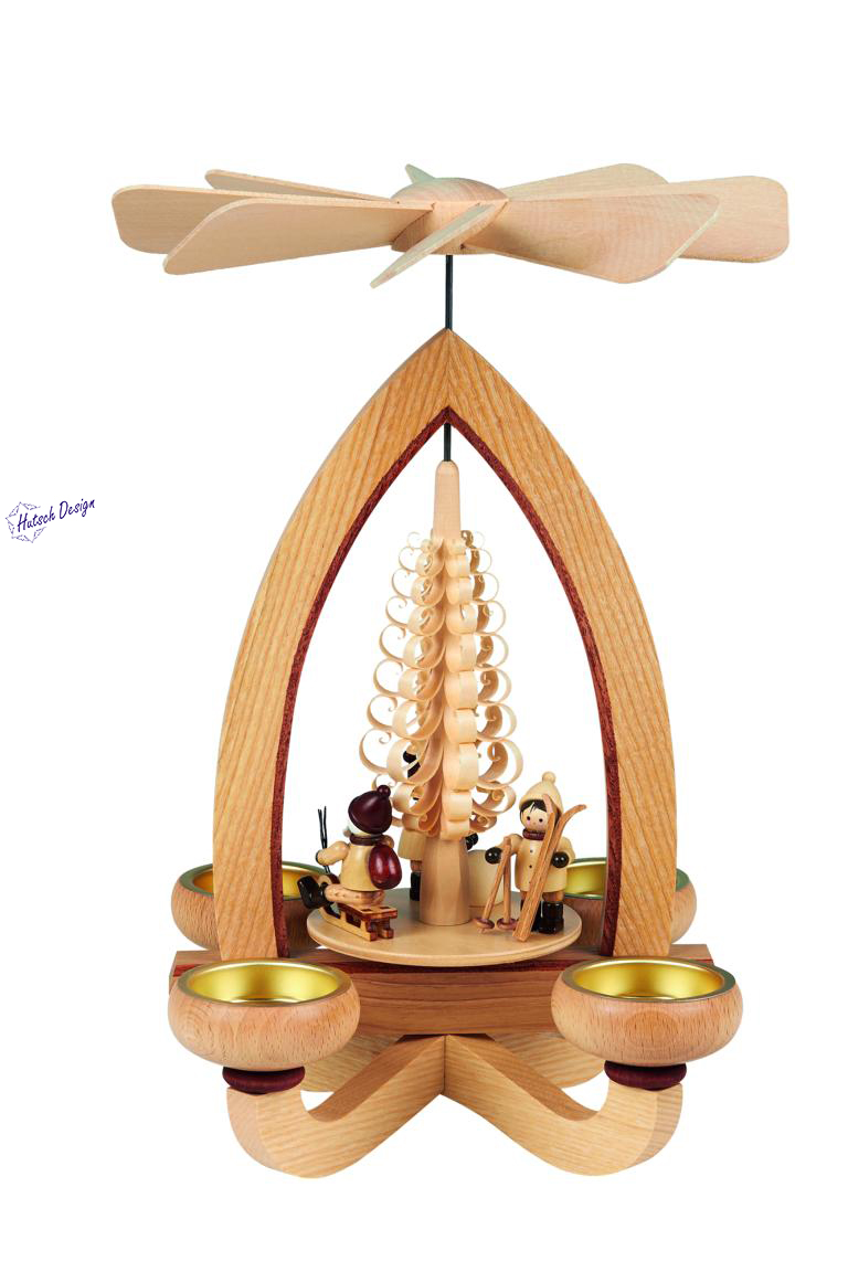 Teelichtpyramide mit Weihnachtsmotiv 28cm