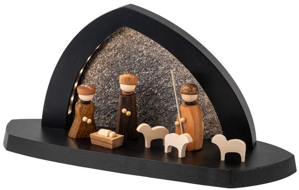 Gesteinsbogen 15x31x11cm anthrazit LED beleuchtet Christi Geburt