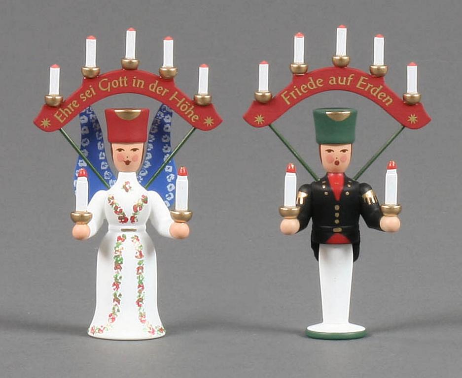 Miniatur Engel und Bergmann mit Joch