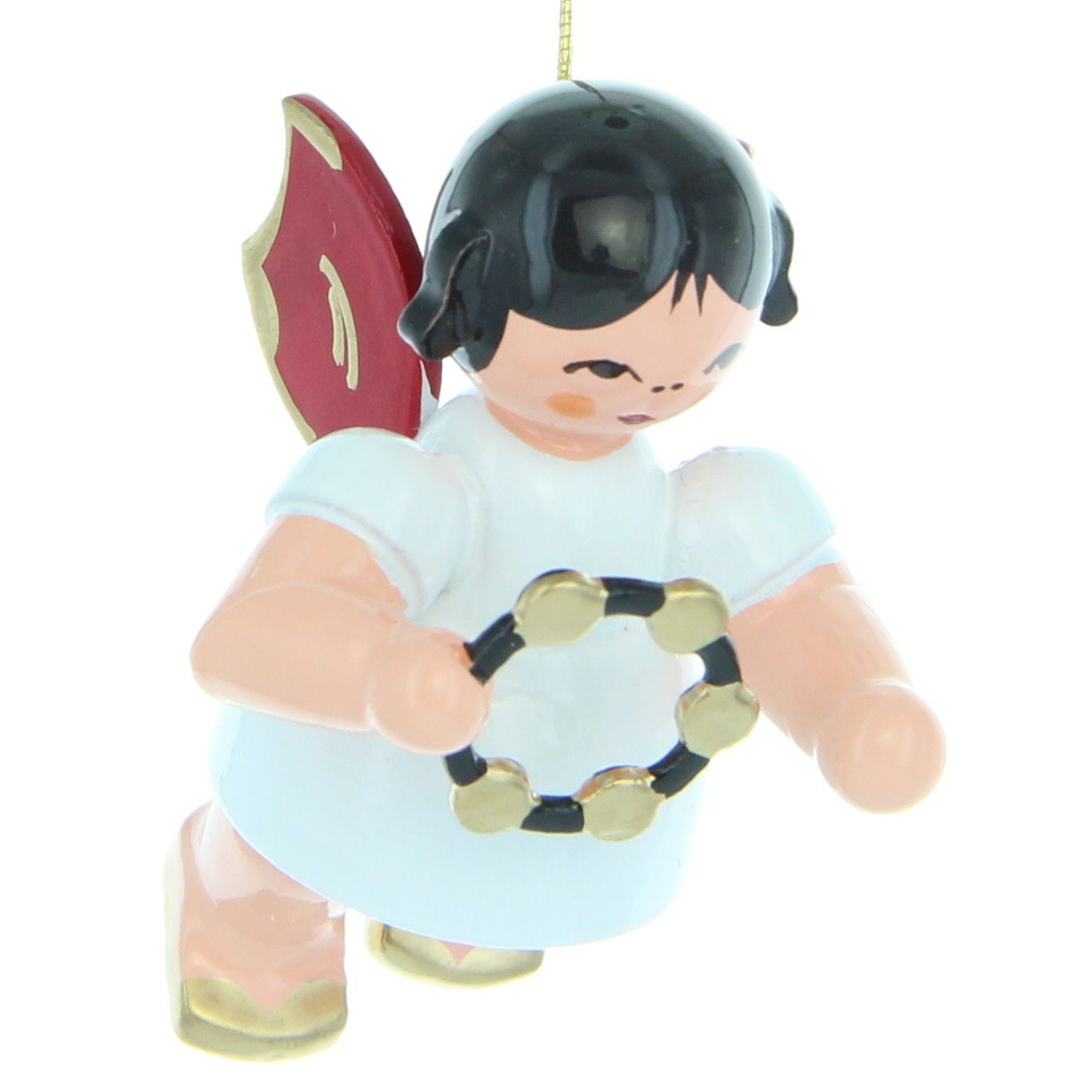 Schwebeengel mit Schellenring, rote Flügel