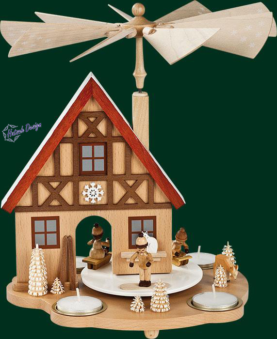 TischPyramide Haus Winterkinder  29 cm