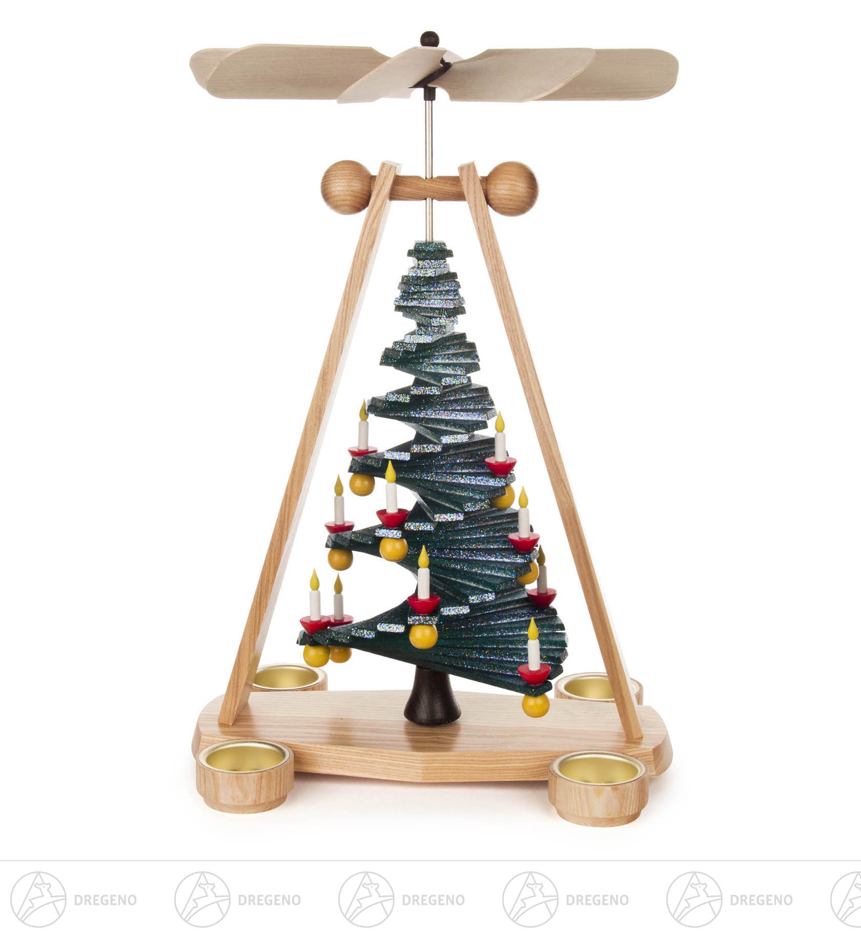 Pyramide Stufenbaum mit Goldeffekt für Teelichte -dregeno exklusiv-