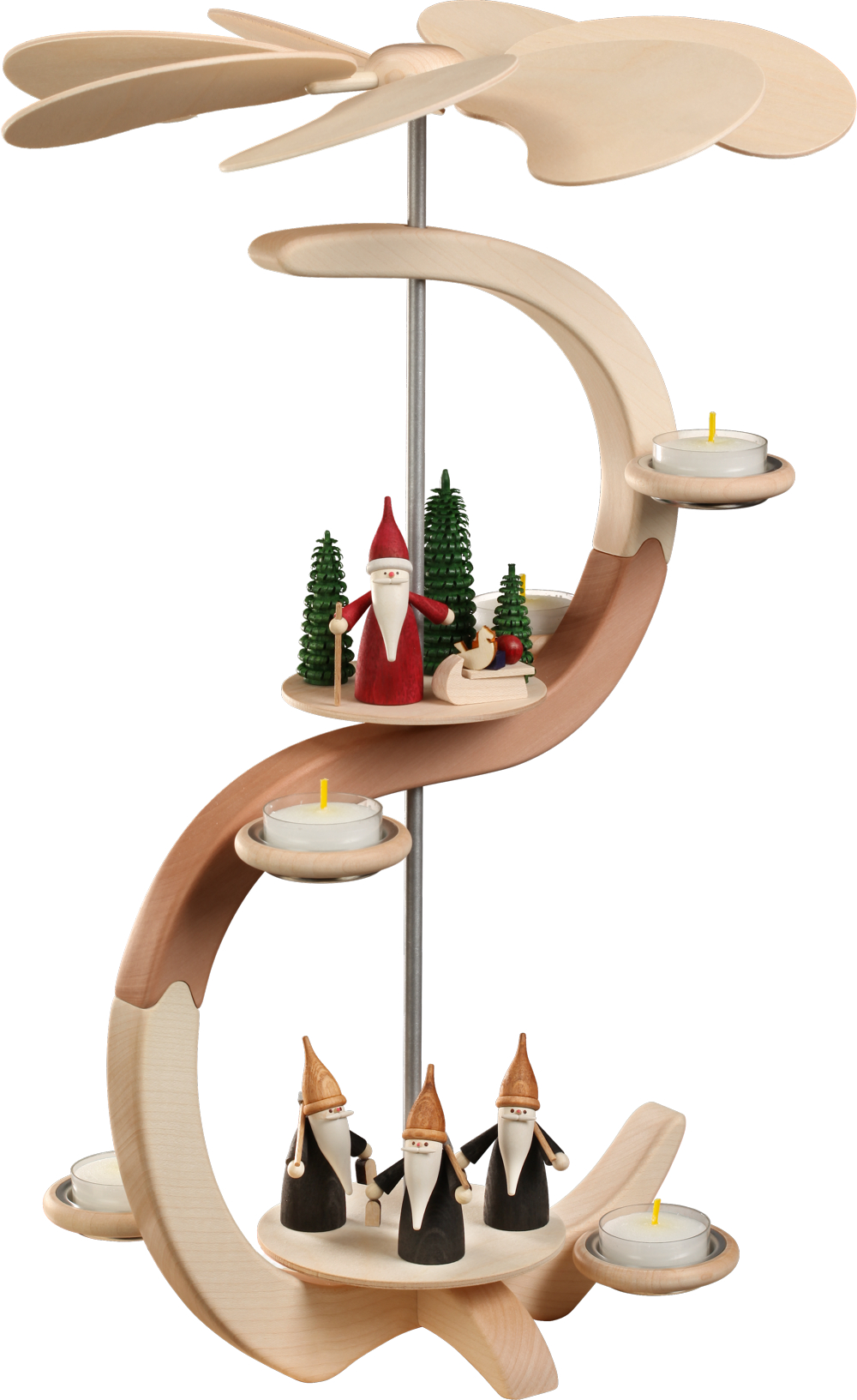 Pyramide S Form 2 Etagen Motive Bergwichtel und Weihnachtswichtel 46 x28 x28cm Pyramide S Form 2 Etagen Motive Bergwichtel und Weihnachtswichtel 46 x28 x28cm