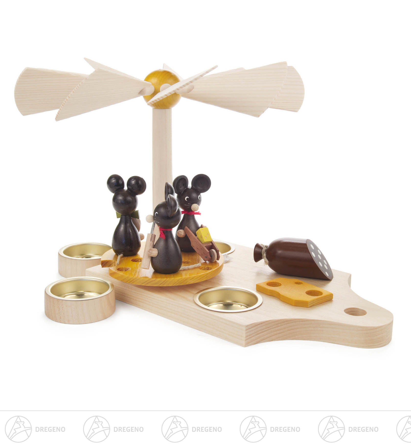 Pyramide Frühstücksbrett mit Mäusen, für Teelichte