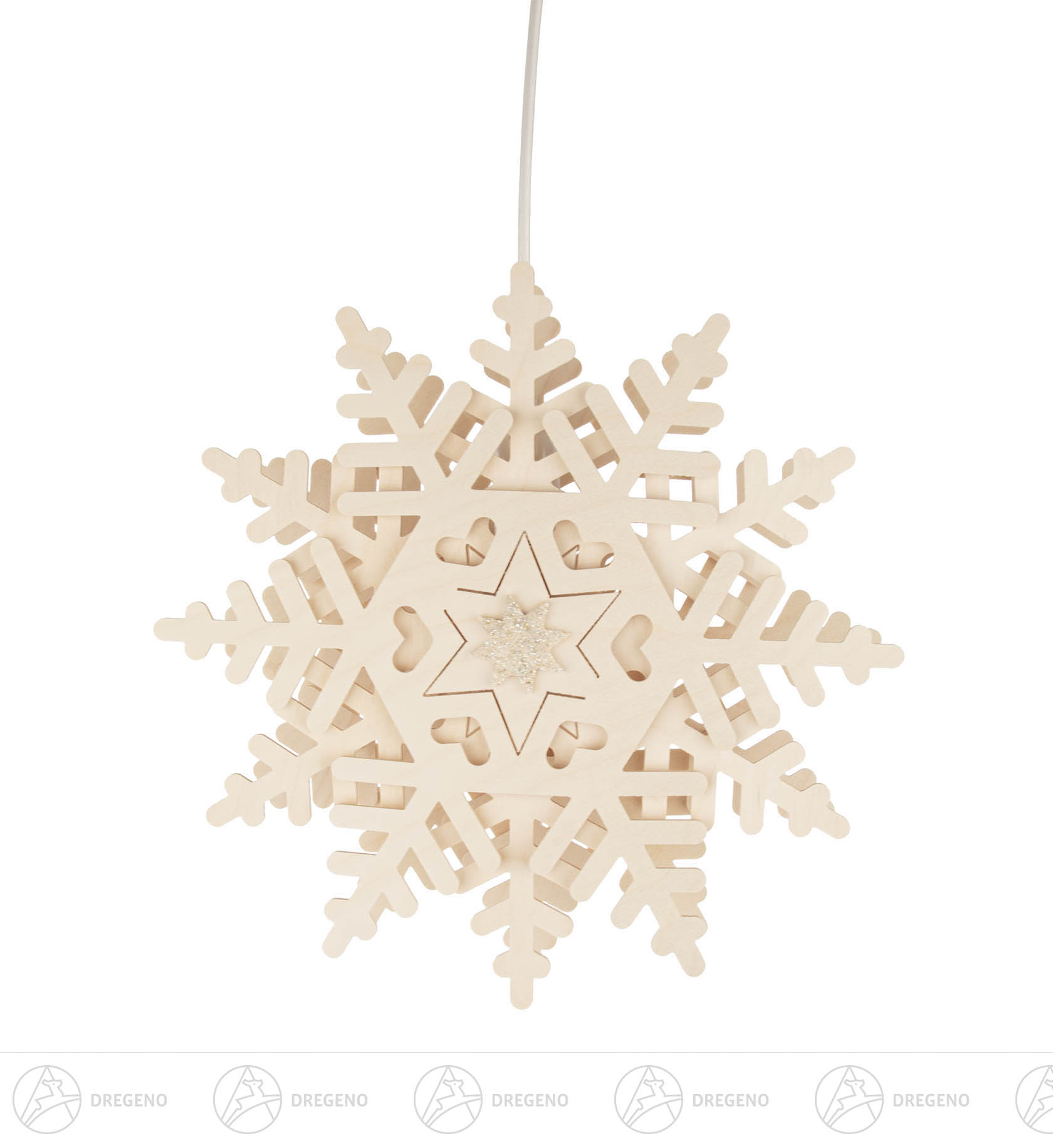 Fensterbild Schneekristall mit elektrischer Beleuchtung 29cm