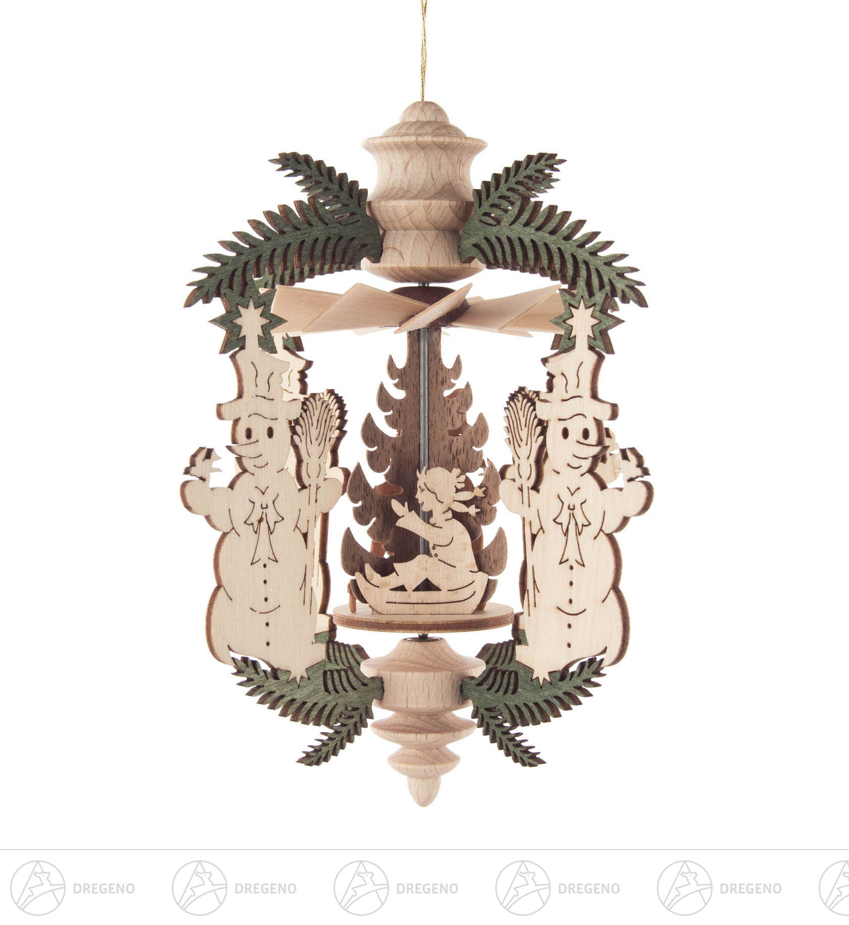 Wärmespiel Zweig Winterkinder/Schneemann zum Hängen 10cm