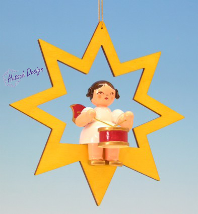 Baumbehang Stern klein für sitzenden Engel gelb inkl. Verpackung
