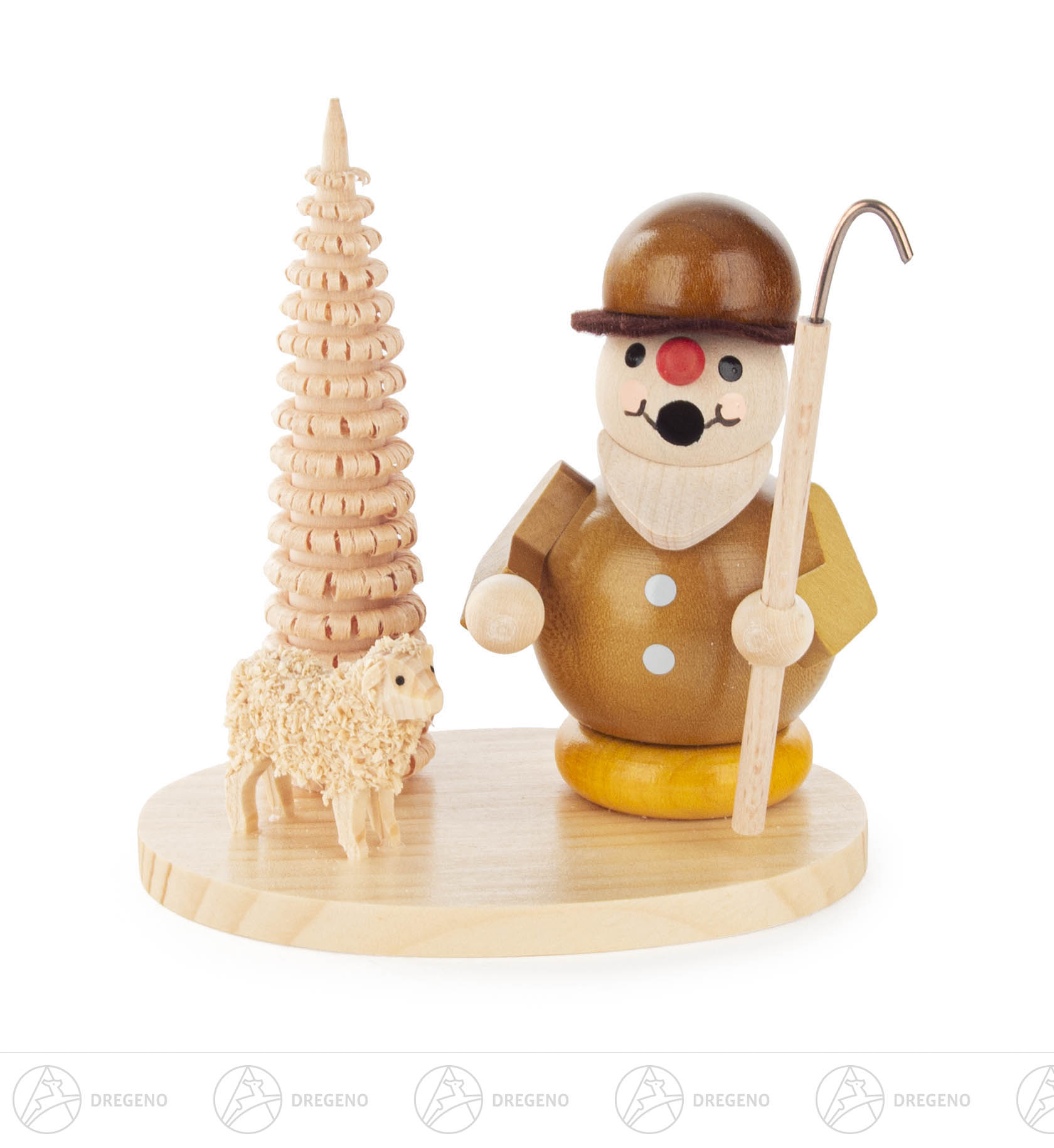 Mini-Räuchermann Schäfer mit Schaf auf Sockel