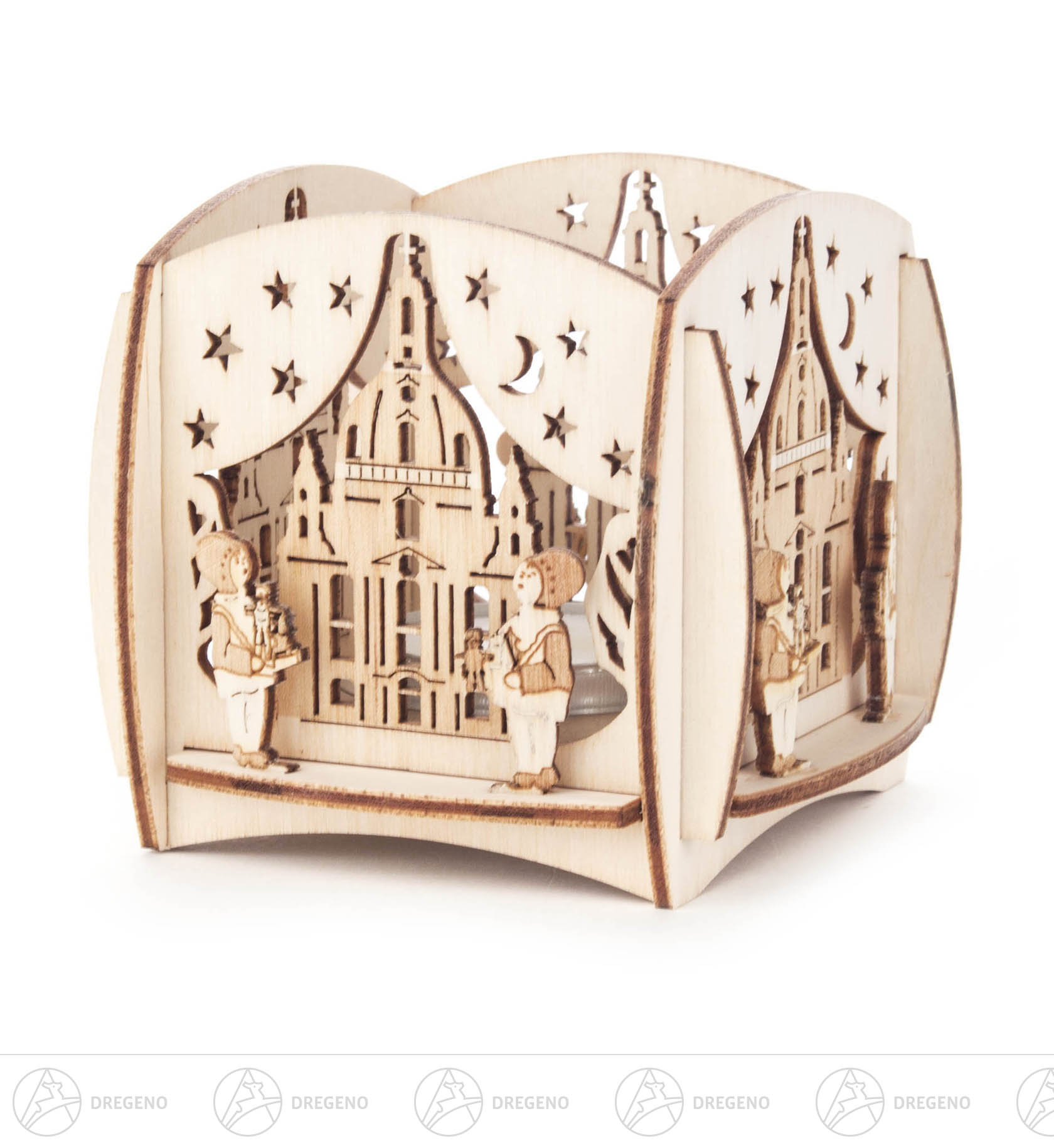 Teelichthalter Dresdner Frauenkirche und Striezelkinder 8cm
