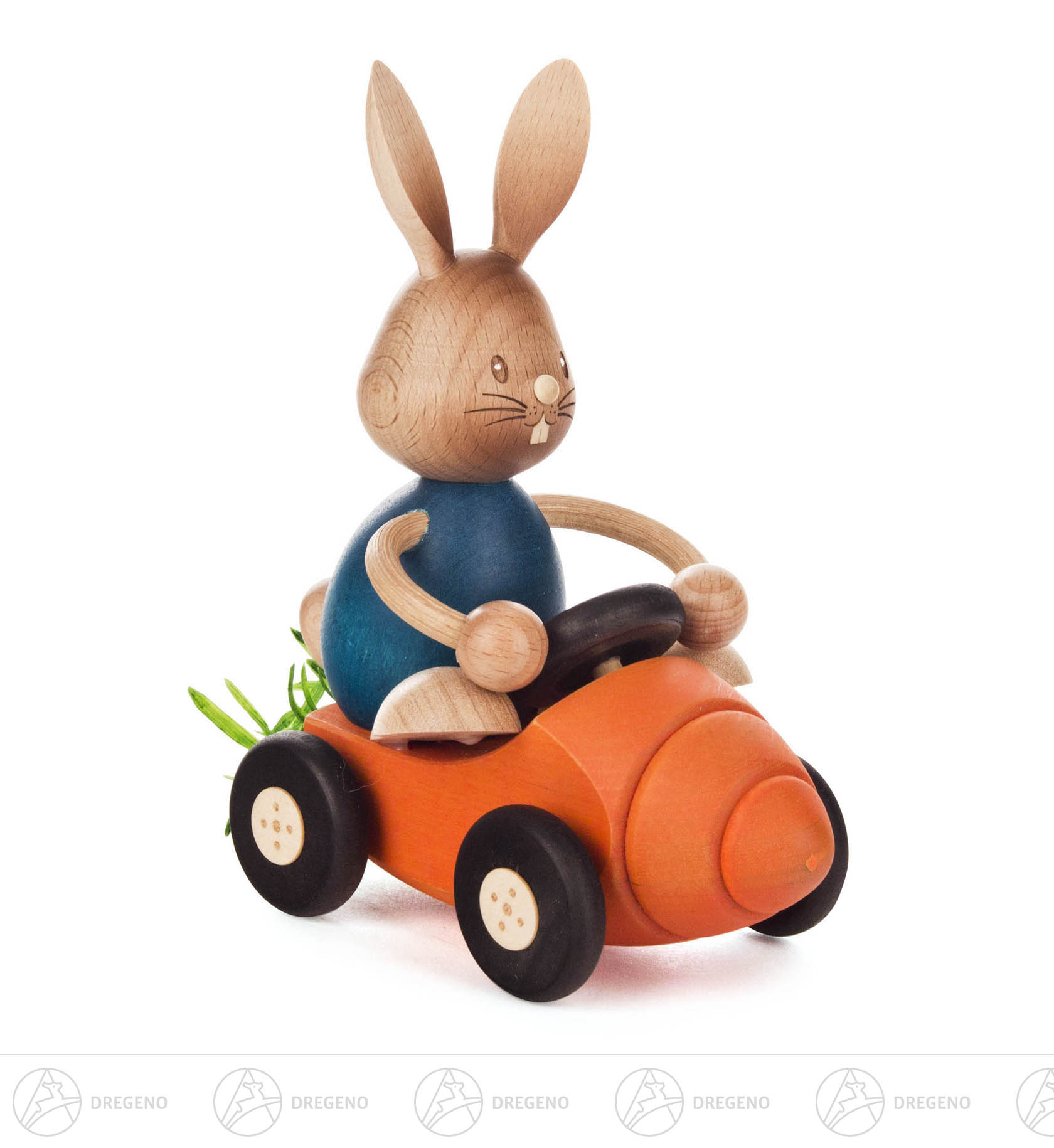 Hase Stupsi im Möhrenflitzer 15x13cm