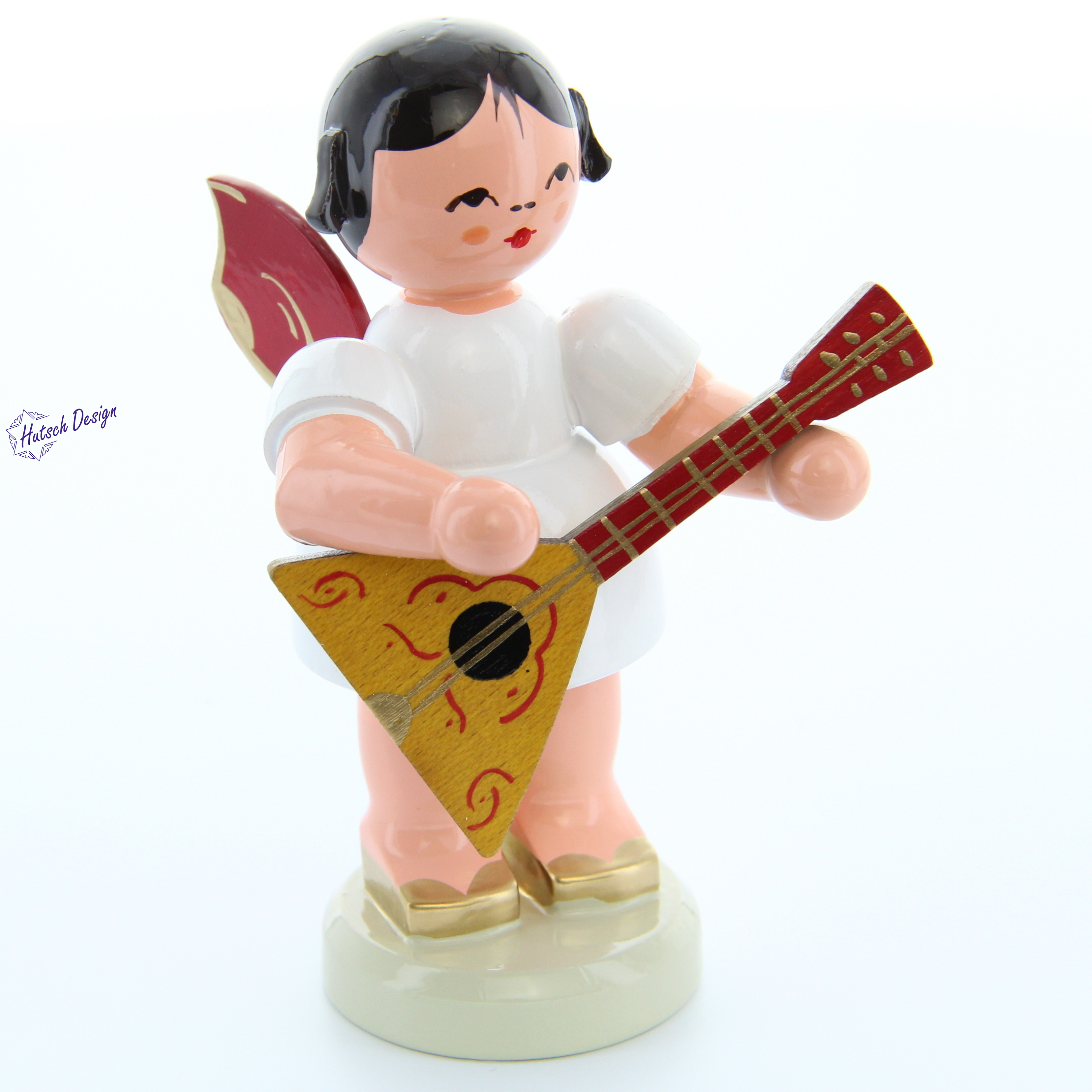 Engel stehend groß mit Balalaika, rote Flügel