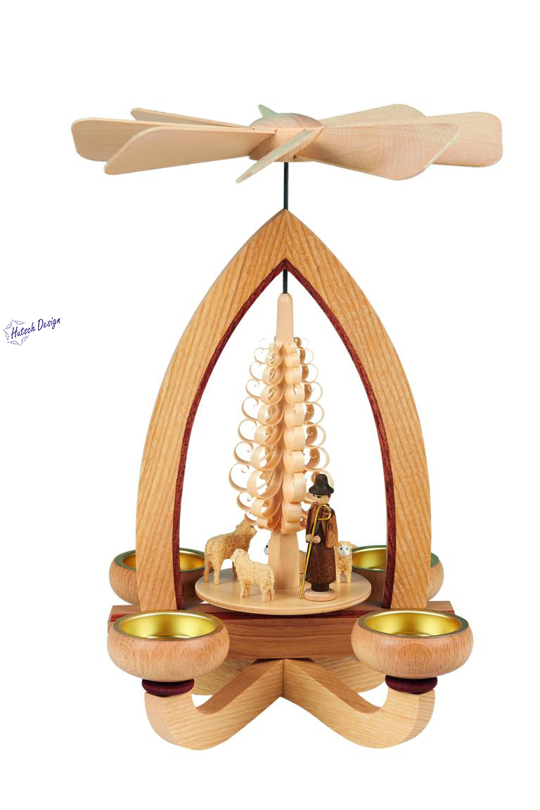 Teelichtpyramide mit Schafe 28cm Teelichtpyramide mit Schafe 28cm