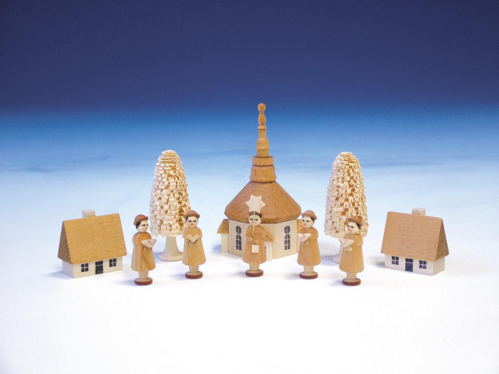 mit Seiffener Kirche  natur H 11 cm mit Seiffener Kirche  natur H 11 cm