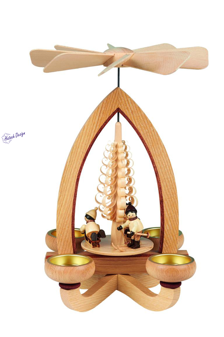 Teelichtpyramide mit Winterkinder 28cm