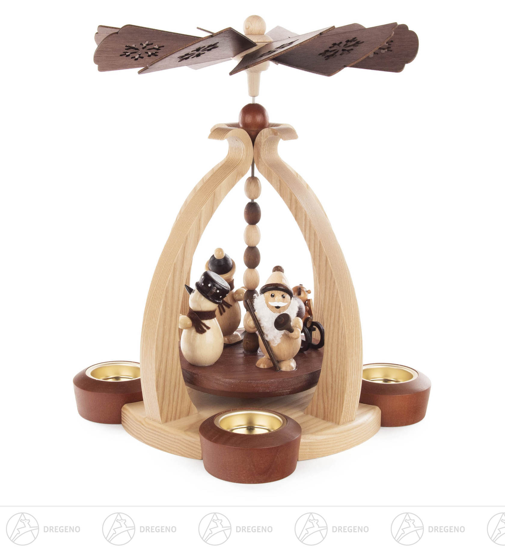 Pyramide Weihnachtsmann und Schneemann natur für Teelichte Pyramide Weihnachtsmann und Schneemann natur für Teelichte