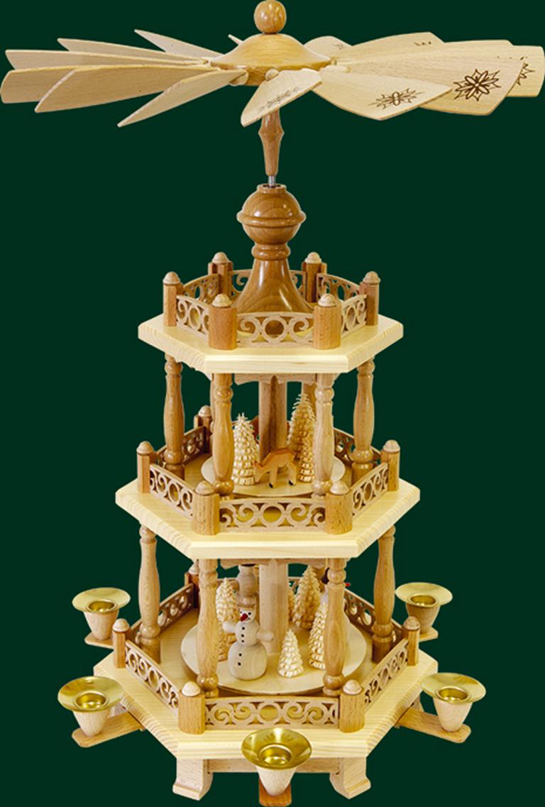 Pyramide 2-st. nat. Barockzaun, Schneemänner  47 cm