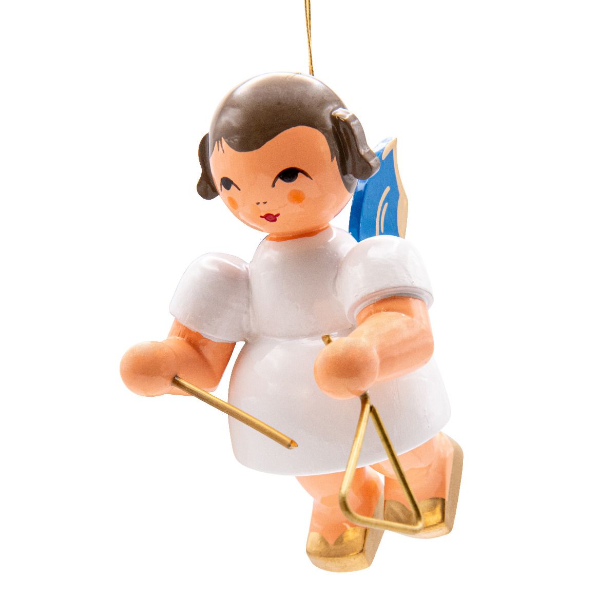 Schwebeengel groß mit Triangel, blaue Flügel 9cm