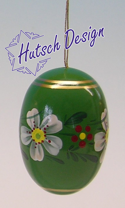 Osterei grün, 55 mm mit Blumen, handbemalt