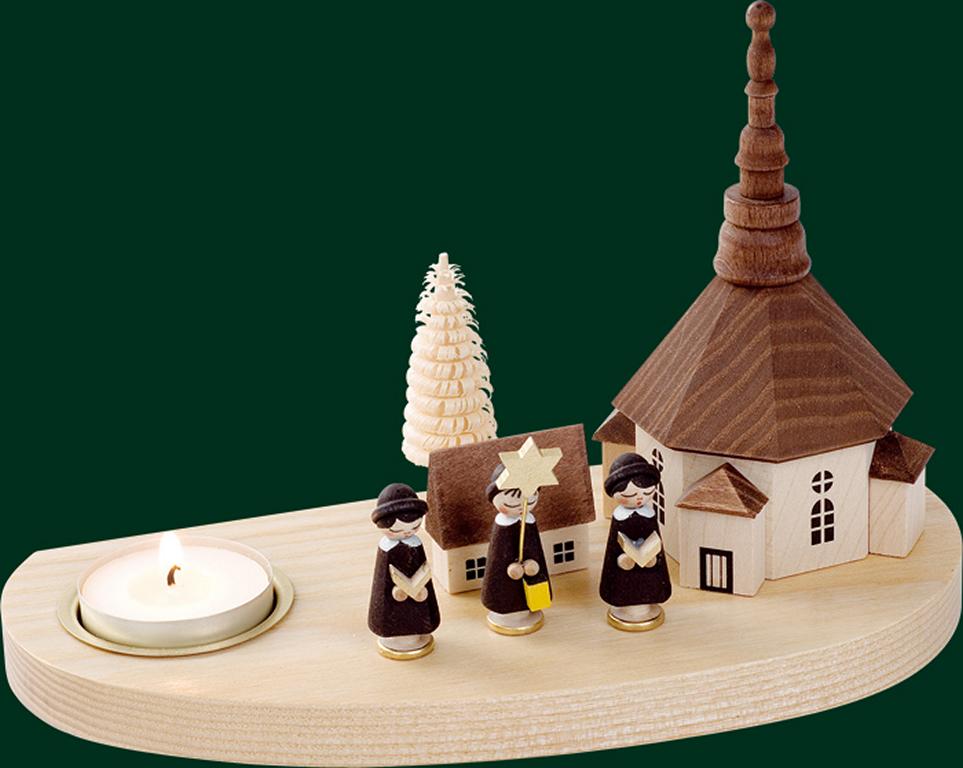 Kerzenhalter für Teelichte Seiff. Kirche m. Kurr. 14 cm Kerzenhalter für Teelichte Seiff. Kirche m. Kurr. 14 cm