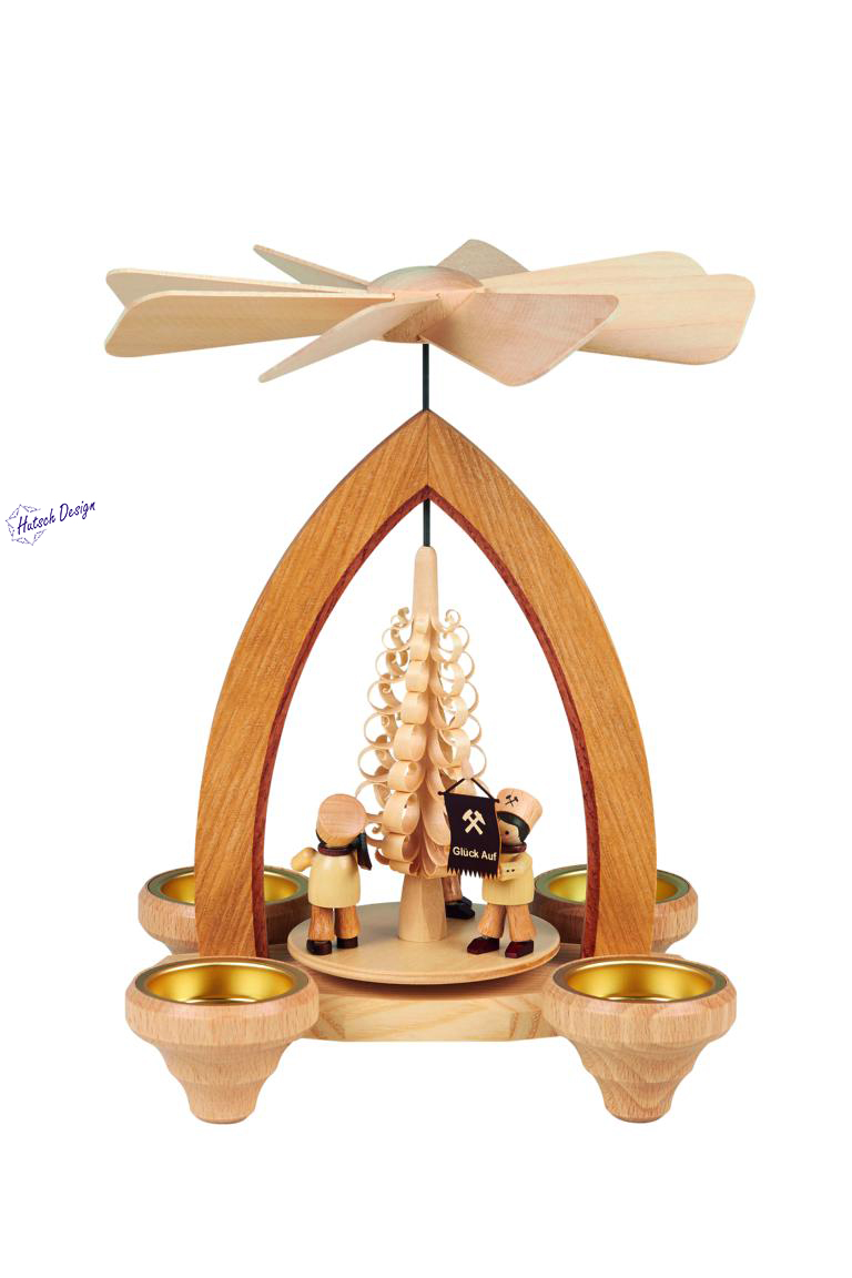 Teelichtpyramide mit Bergmannszug 26cm