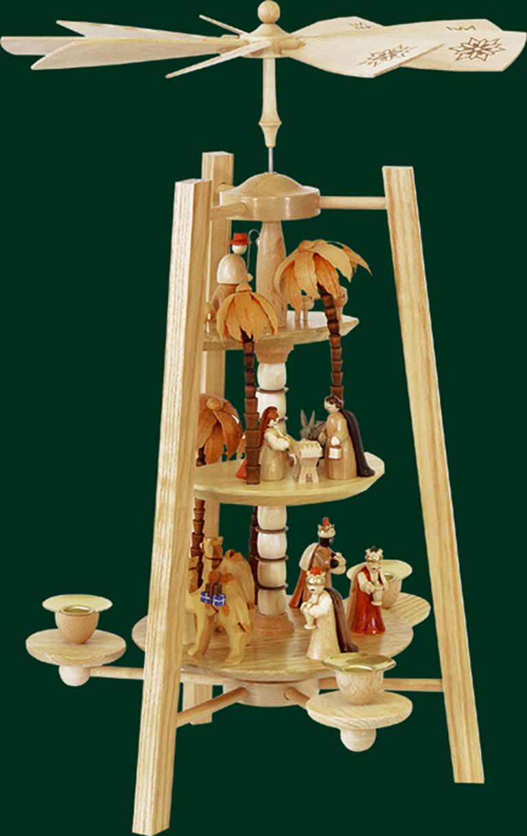 Pyramide Christi Geburt 3-st., natur  42 cm