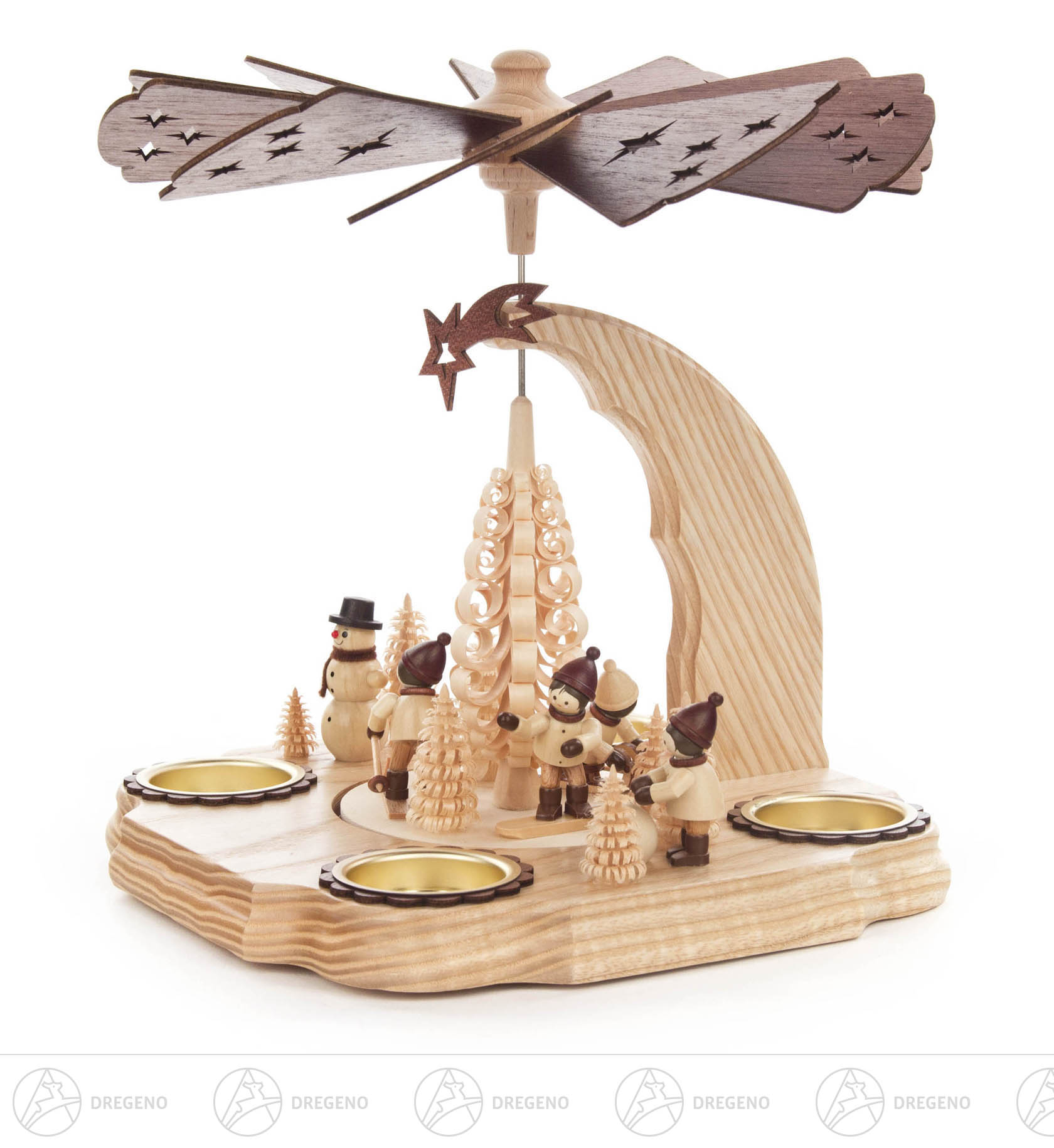 Pyramide Winterfreuden natur für Teelichte -exklusiv-