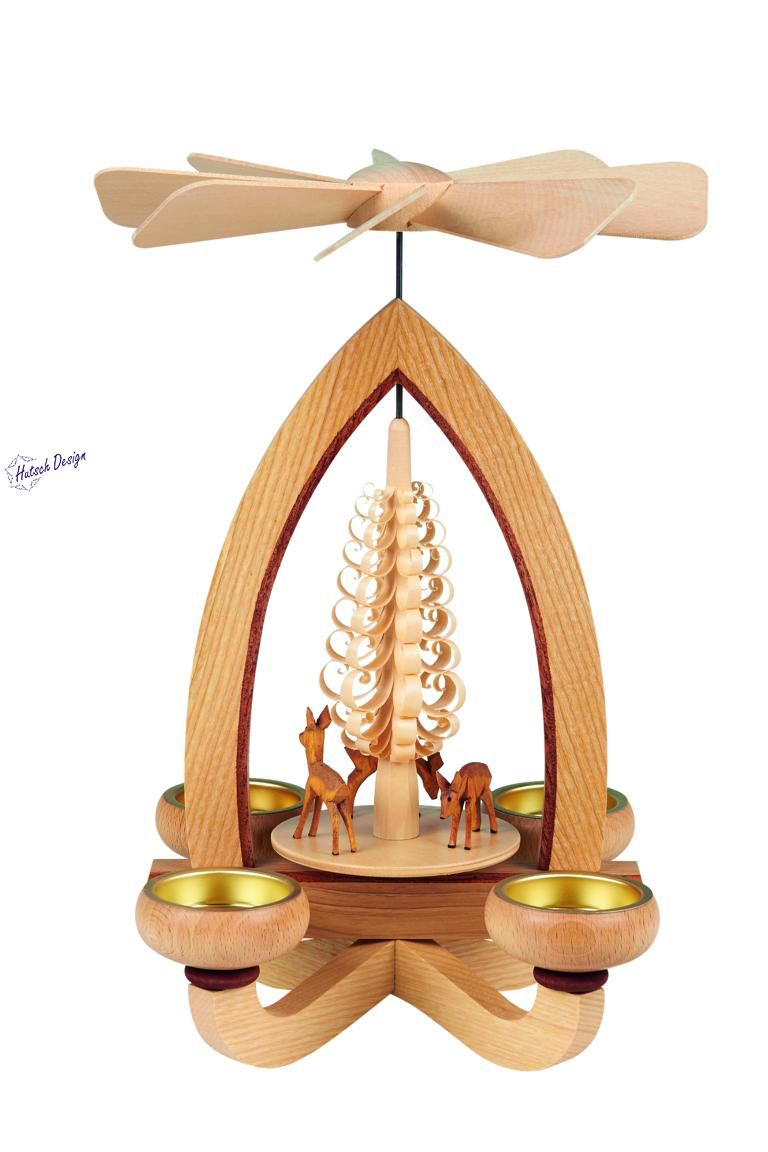 Teelichtpyramide mit Rehe 28cm