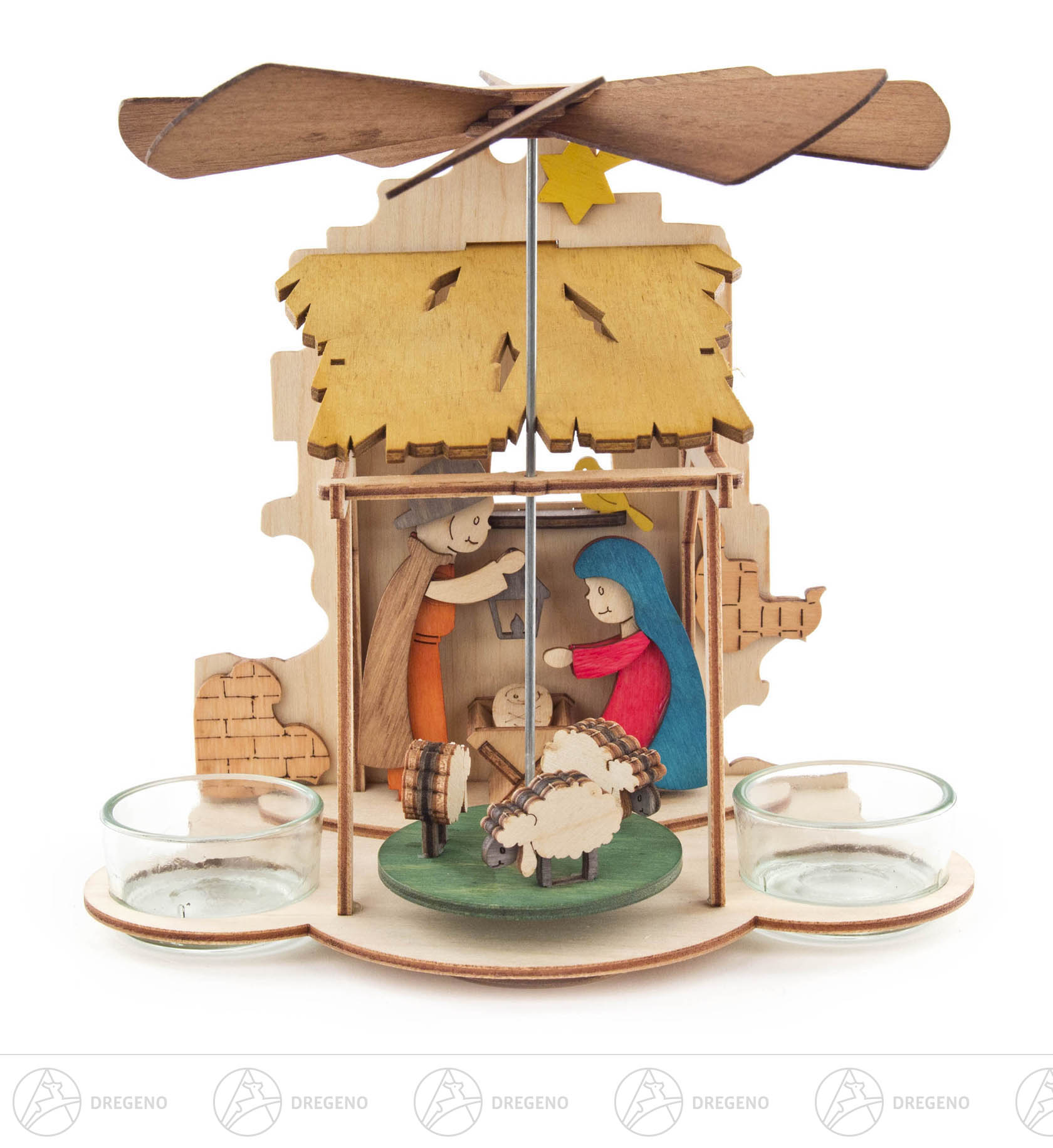 Bastelset Wand-/Tischpyramide mit Krippe 18x12cm