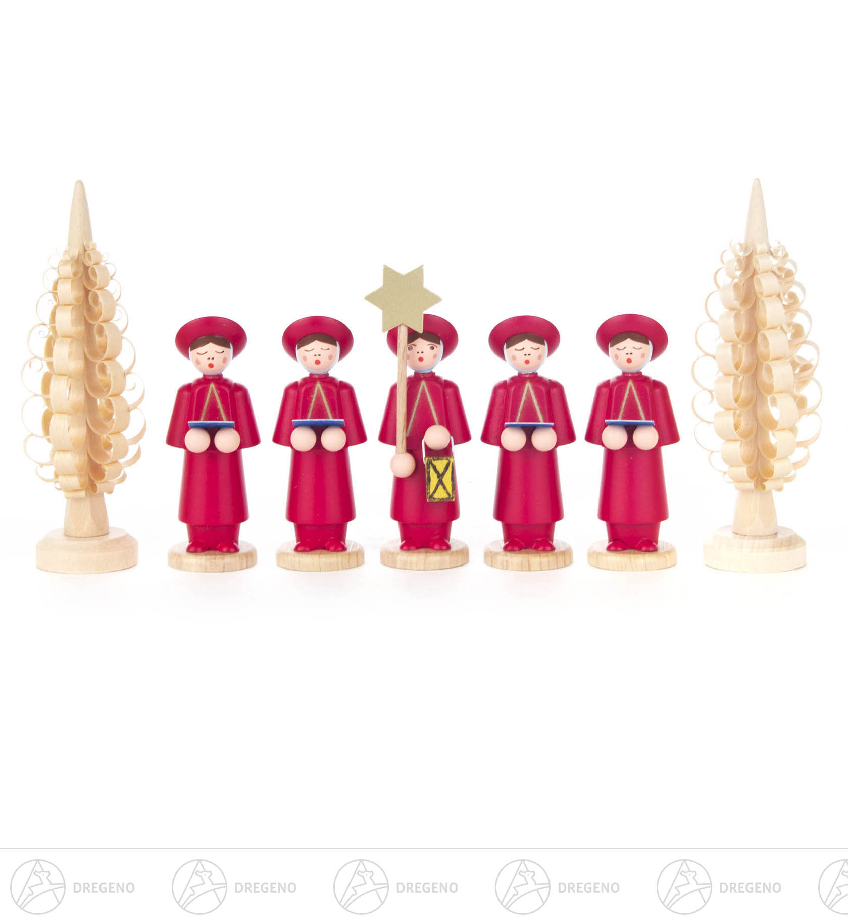Kurrendefiguren rot mit Spanbäumchen (7) 9cm